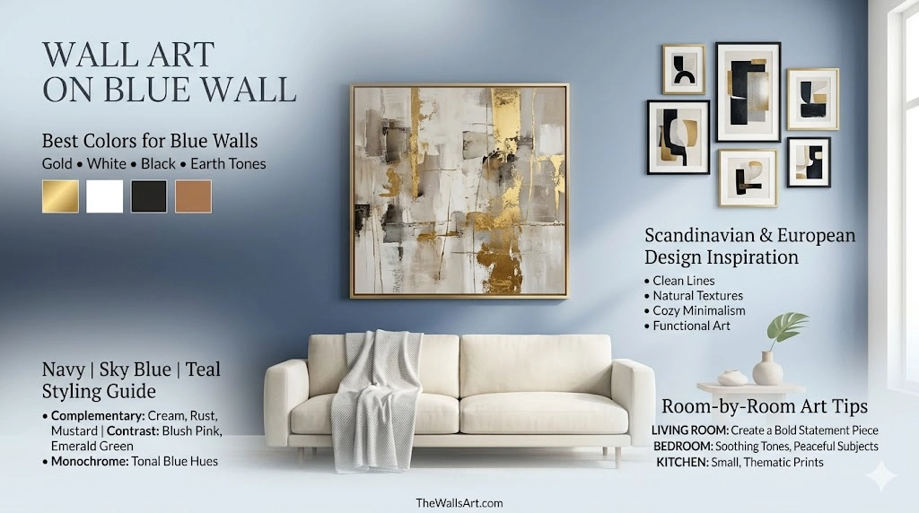 Wall Art on Blue Walls 