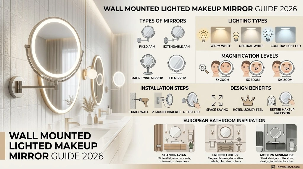 Wall Mounted Lighted Makeup Mirror